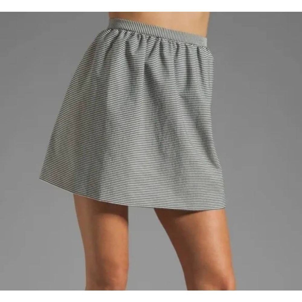 Alice + Olivia FRANCY'S Black and White Stripe Cotton Mini Skirt